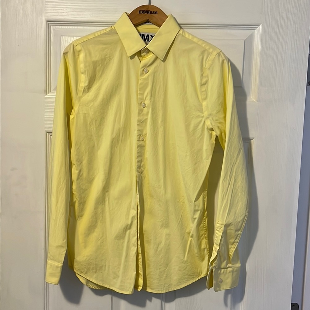 Yellow Long Sleeve Button Up Express Dress Shirt
